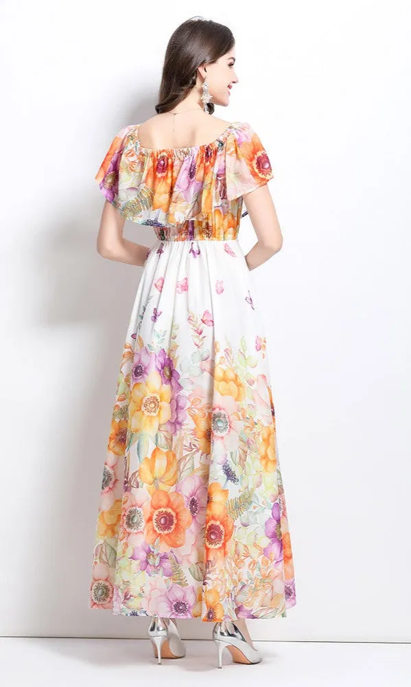 A-Line Ruffled Floral-Print Casual Maxi Dress sold by PromGirl product image thumbnail 2