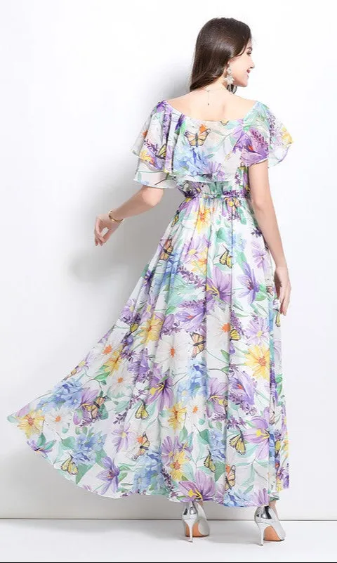 Ruffled Floral-Print Casual Summer Maxi Dress sold by PromGirl product image thumbnail 2
