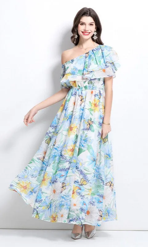 Ruffled Floral-Print Casual Summer Maxi Dress sold by PromGirl product image thumbnail 3