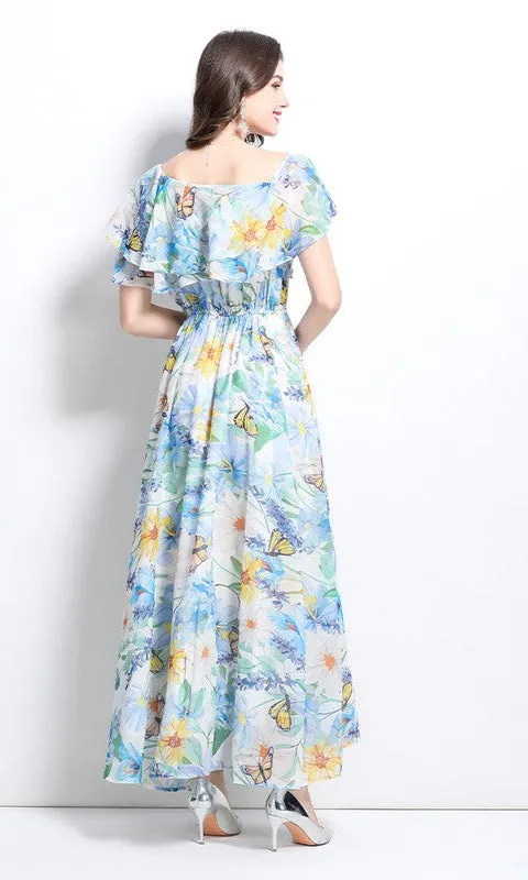Ruffled Floral-Print Casual Summer Maxi Dress sold by PromGirl product image thumbnail 4