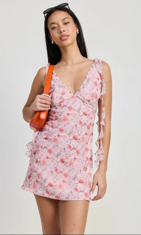 V-Neck Casual Pink Floral Sundress sold by PromGirl