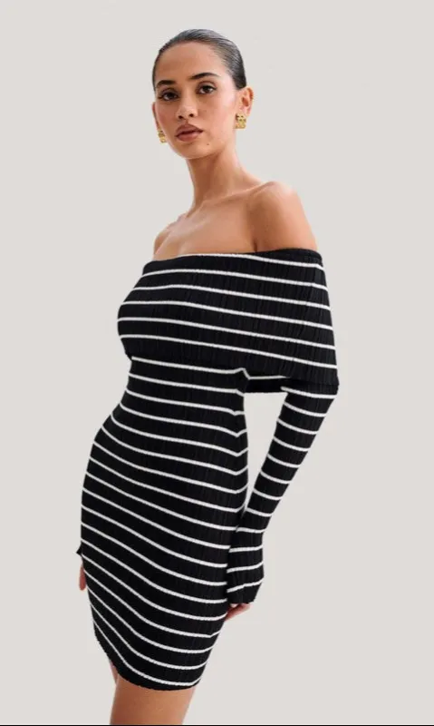 Striped Long-Sleeve Bodycon Mini Dress sold by PromGirl