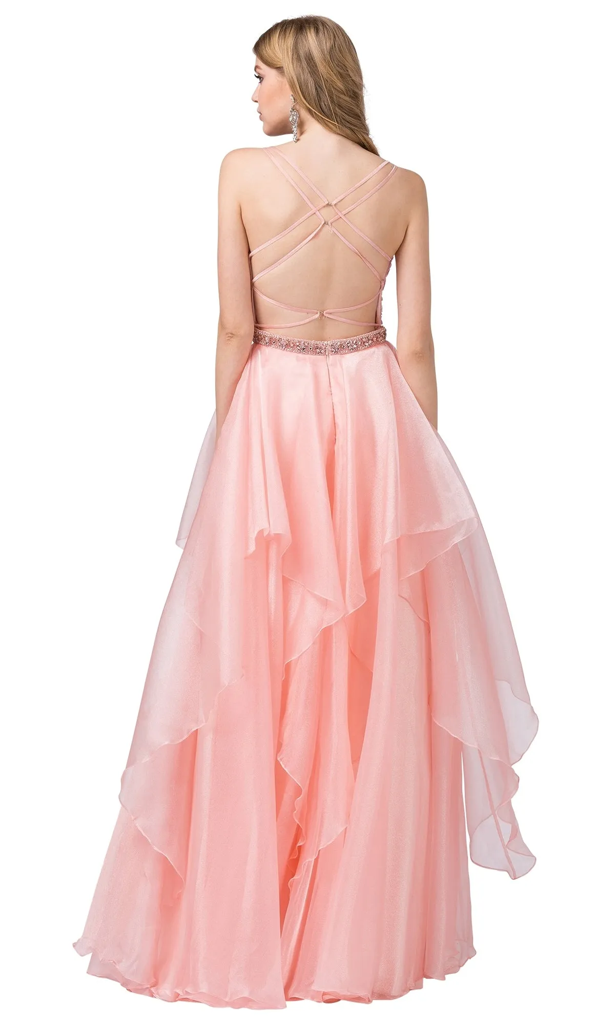 Blush Pink Prom Ball Gown with Beading sold by PromGirl product image thumbnail 2
