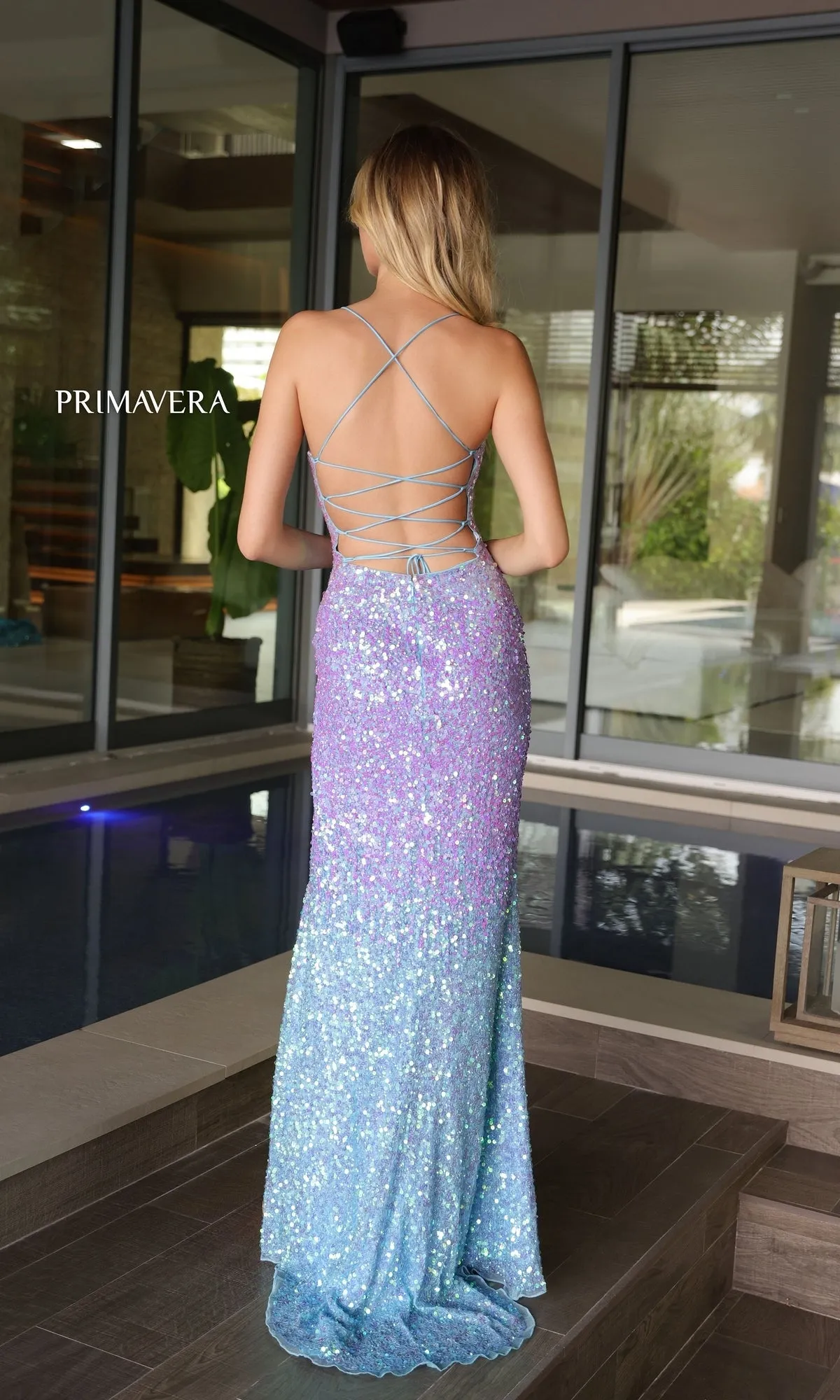 Primavera Ombre Long Beaded Prom Dress 4102 sold by PromGirl product image thumbnail 2