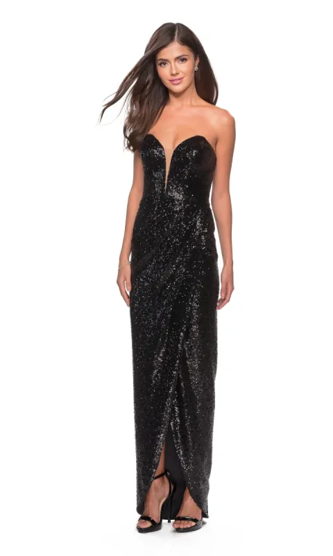 La Femme Strapless Sequin Fitted Prom Dress 28180 sold by PromGirl