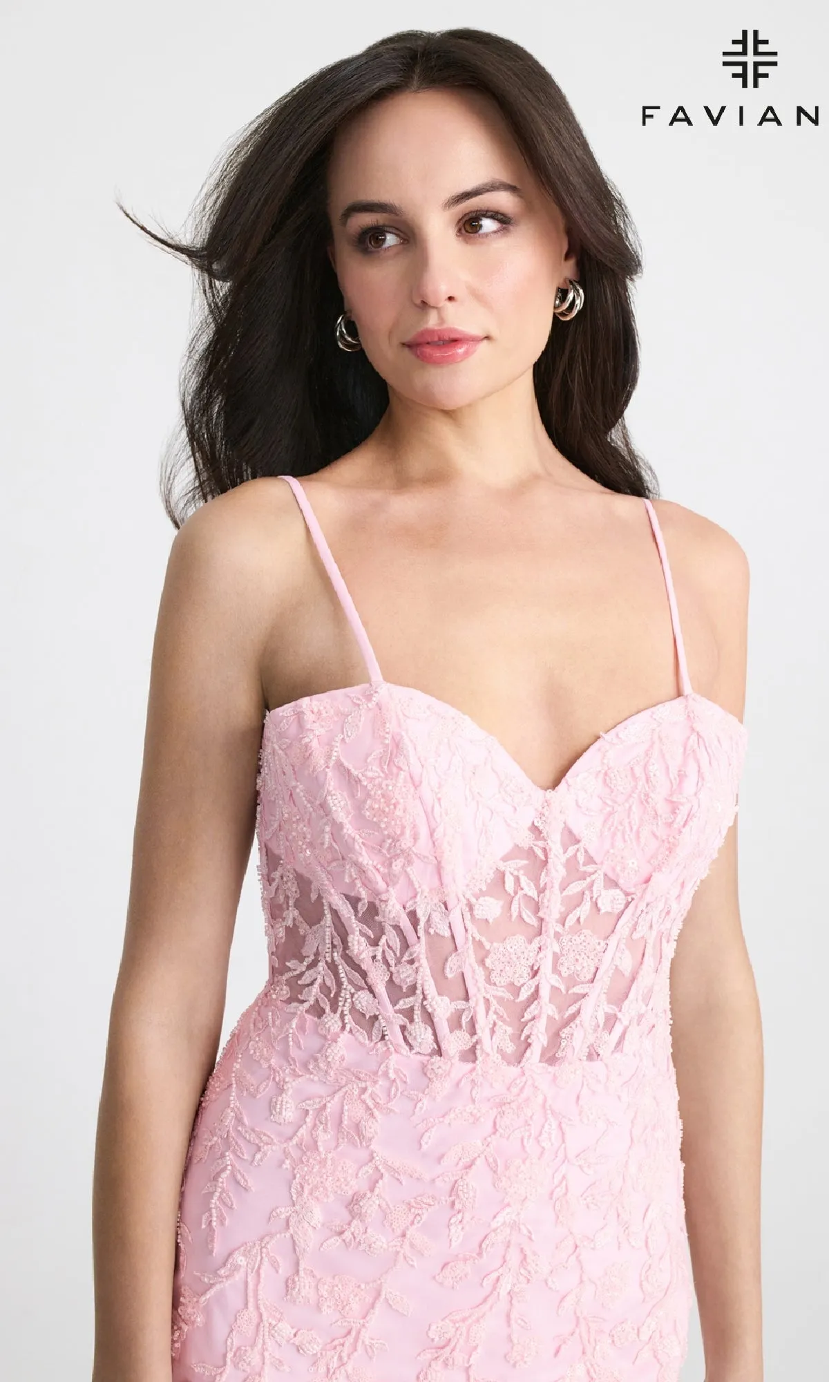 Sheer-Bodice Short Lace Hoco Dress: Faviana 11304 sold by PromGirl product image thumbnail 3