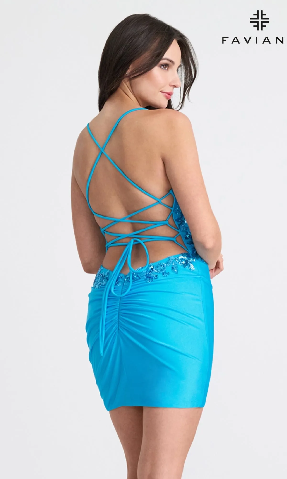 Strappy-Back Short Homecoming Dress: Faviana 11116 sold by PromGirl product image thumbnail 2