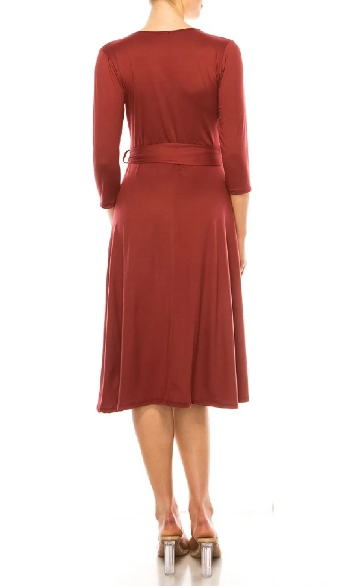 Faux-Wrap Casual Short Dress with Sleeves sold by PromGirl product image thumbnail 2