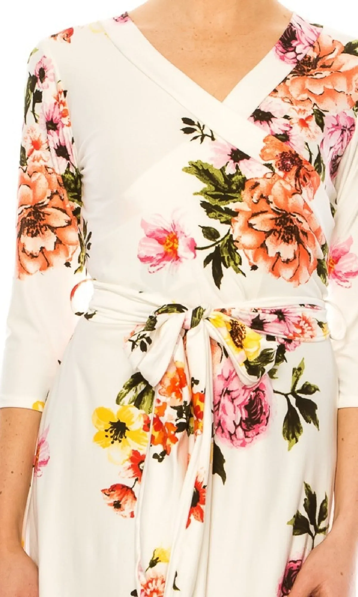 Floral Print Faux-Wrap Knee-Length Casual Dress sold by PromGirl product image thumbnail 5