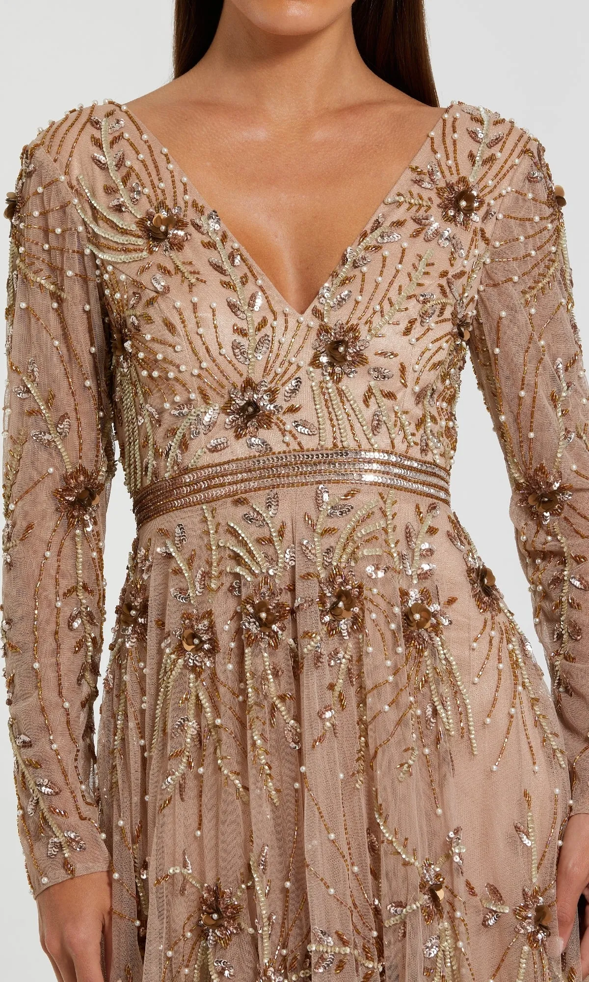 Long Sleeve Beaded Formal Gown: Mac Duggal 6086 sold by PromGirl product image thumbnail 3