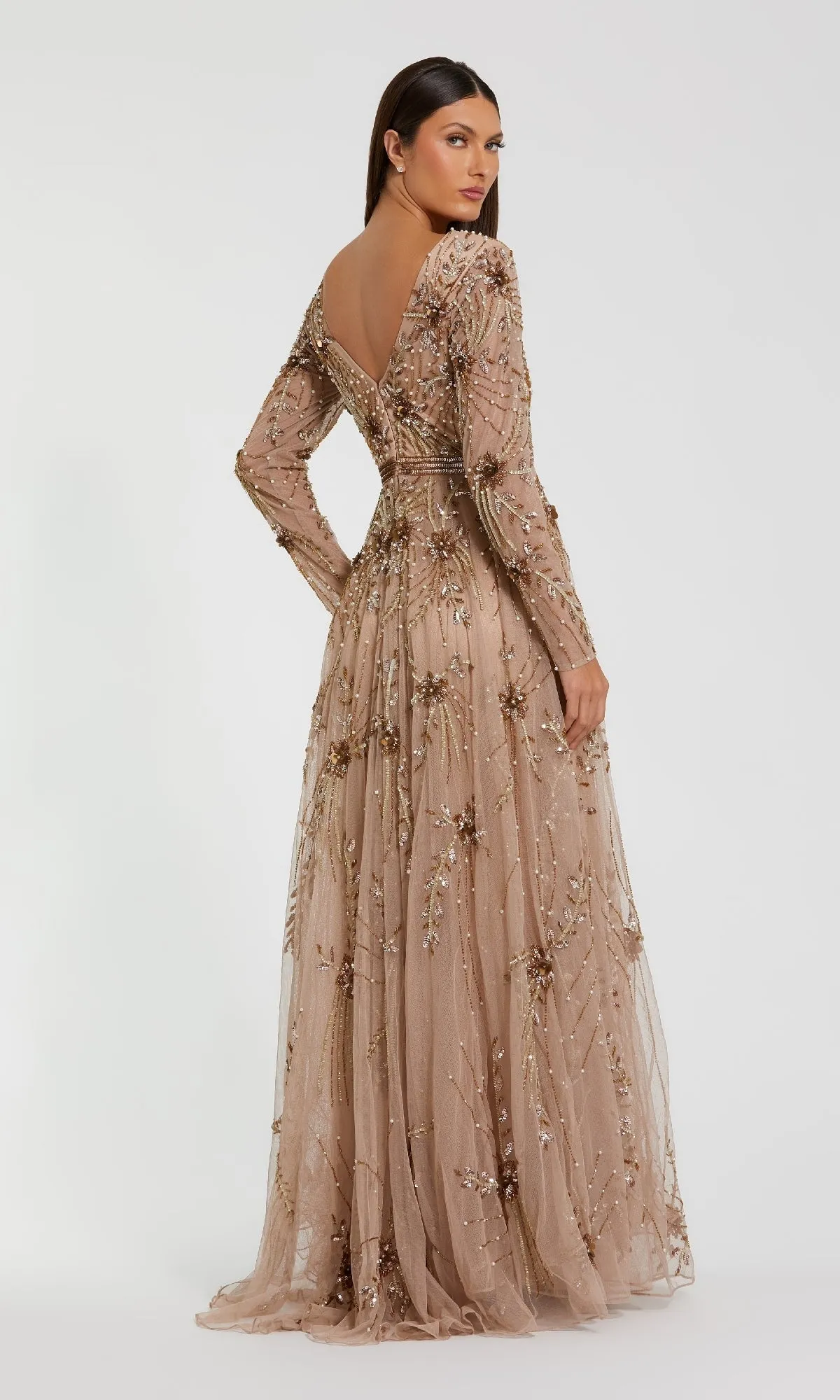 Long Sleeve Beaded Formal Gown: Mac Duggal 6086 sold by PromGirl product image thumbnail 2