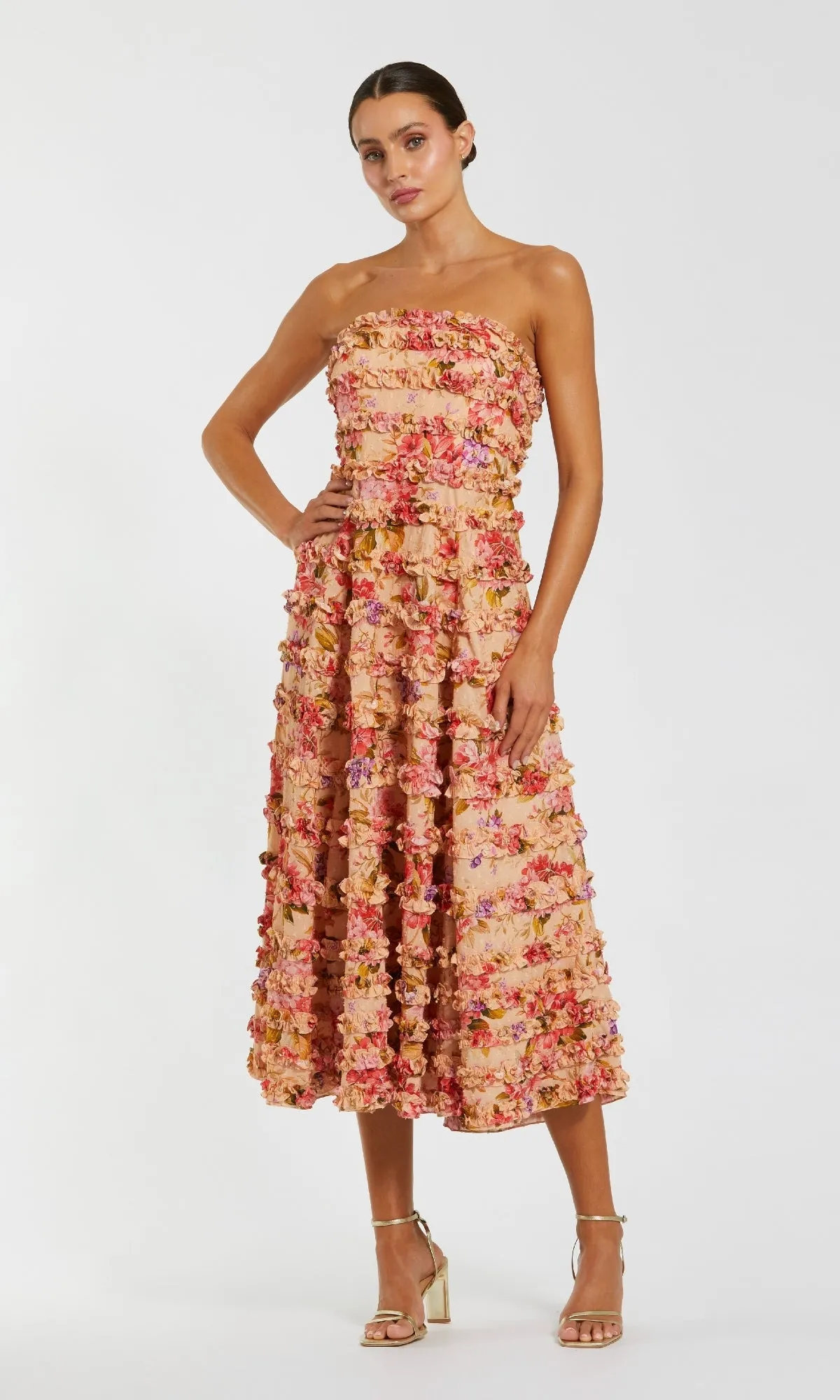 Midi Floral Wedding Guest Dress: Mac Duggal 8262 sold by PromGirl
