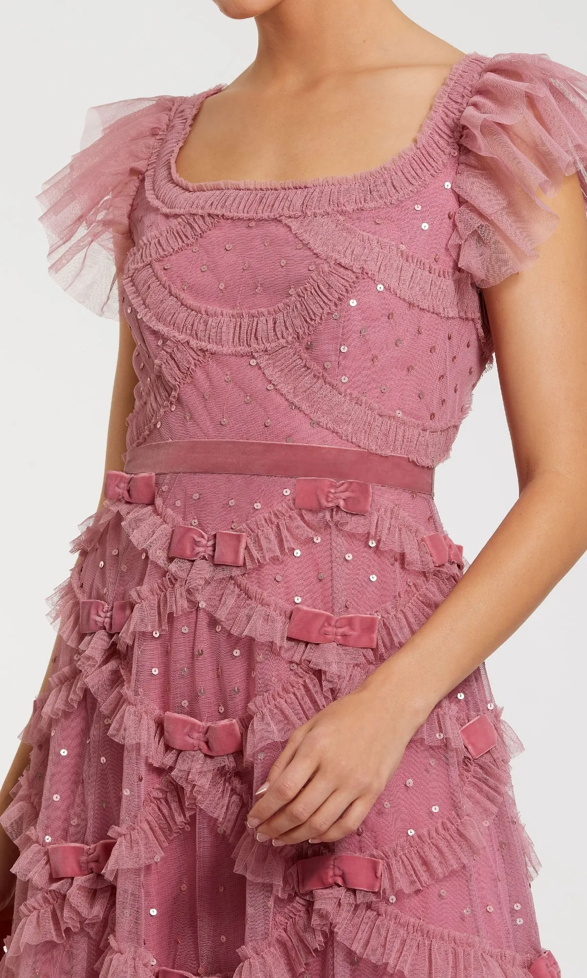 Antique Rose Wedding Guest Dress: Mac Duggal 8272 sold by PromGirl product image thumbnail 3