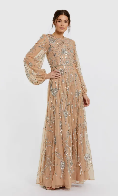 Long Sleeve Sequin Formal Dress: Mac Duggal 9472 sold by PromGirl