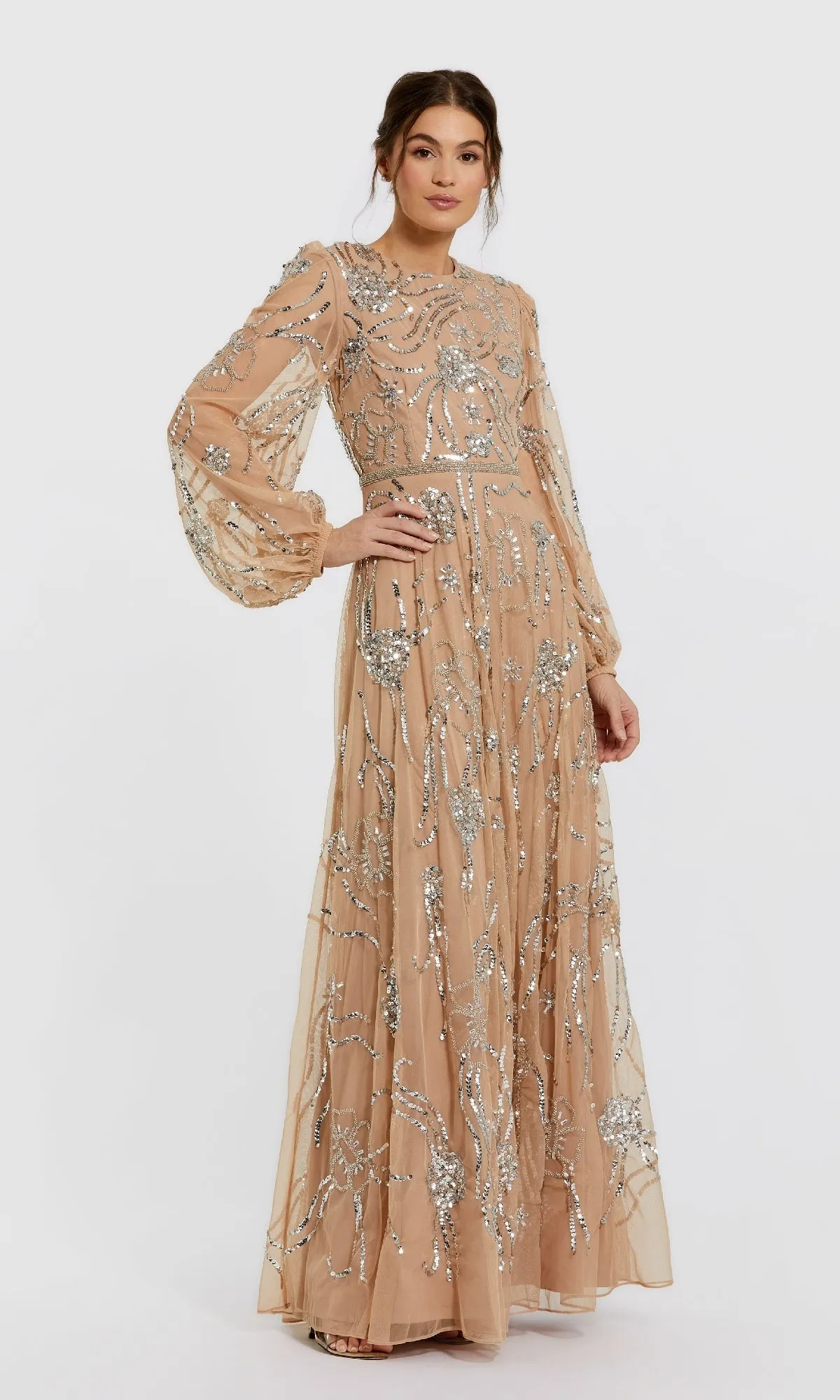 Long Sleeve Sequin Formal Dress: Mac Duggal 9472 sold by PromGirl