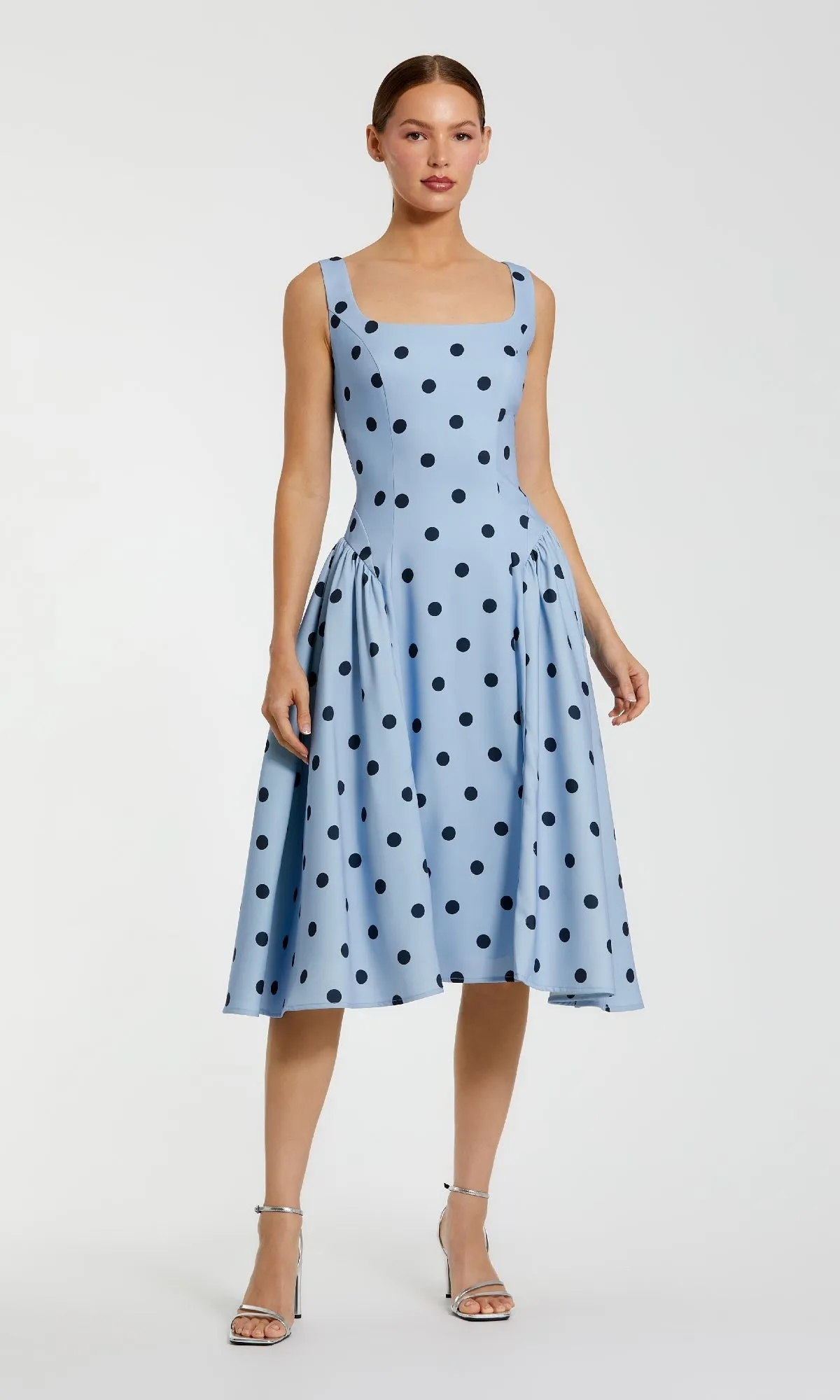 Polka-Dot Wedding-Guest Dress: Mac Duggal 37053 sold by PromGirl