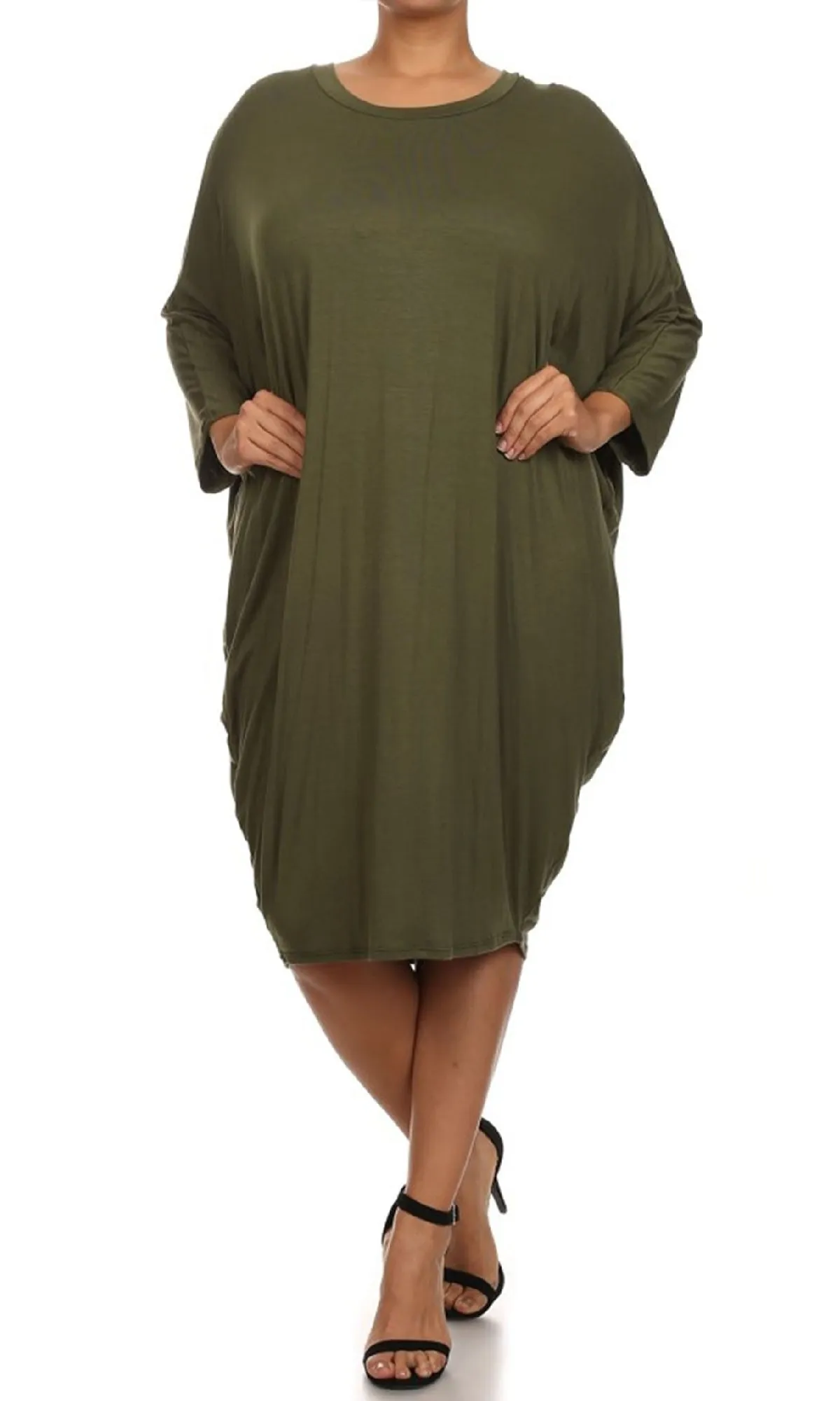 Short Casual Plus Size Dress with Dolman Sleeves sold by PromGirl product image thumbnail 5