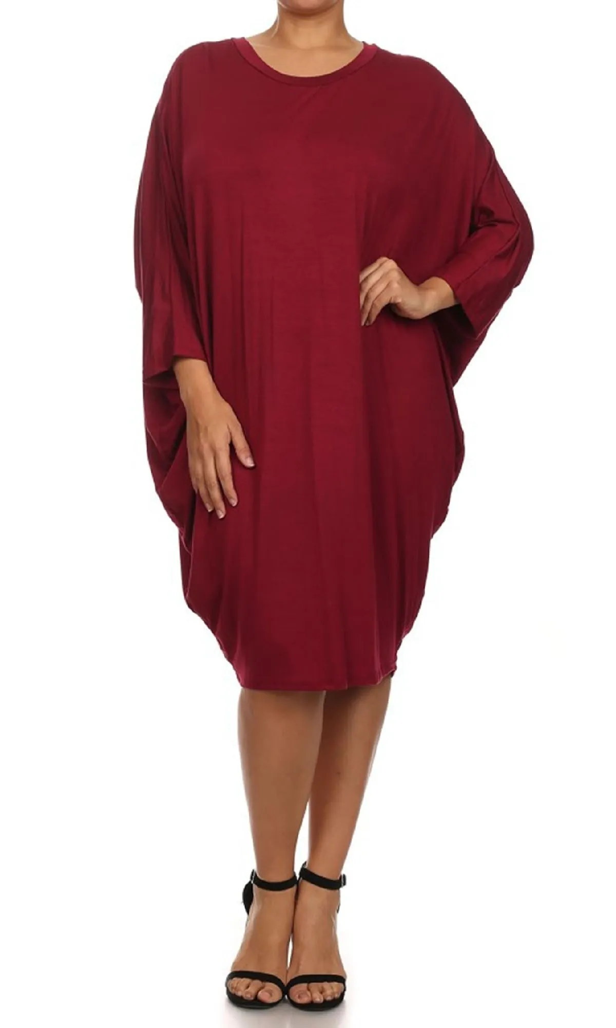 Short Casual Plus Size Dress with Dolman Sleeves sold by PromGirl product image thumbnail 4
