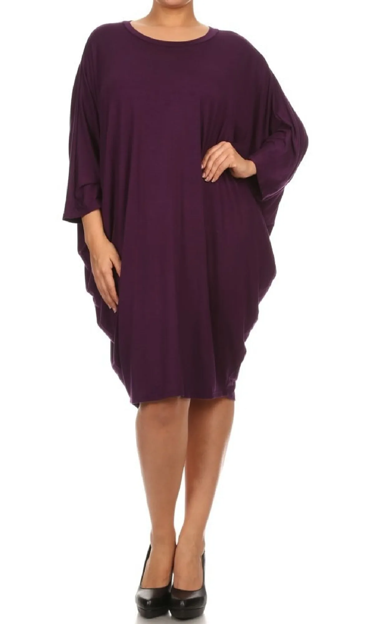 Short Casual Plus Size Dress with Dolman Sleeves sold by PromGirl product image thumbnail 3