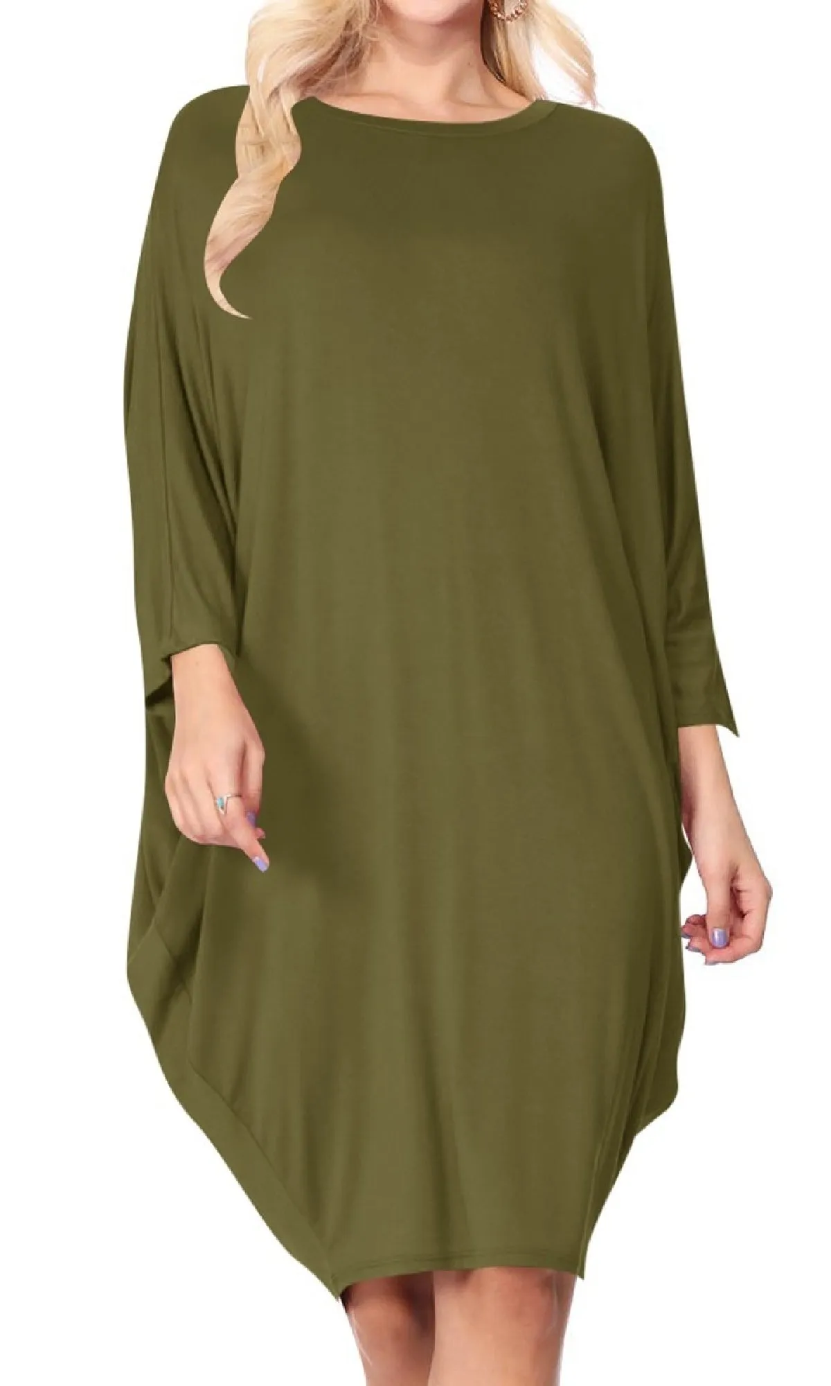 Grecian-Draped Dolman-Sleeve Short Casual Dress sold by PromGirl product image thumbnail 5