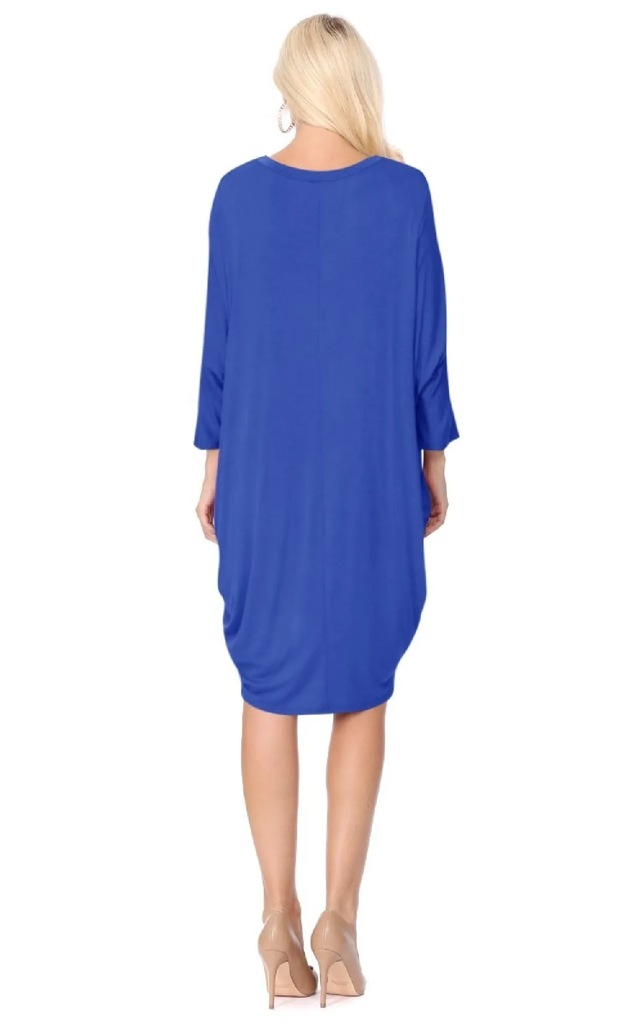 Grecian-Draped Dolman-Sleeve Short Casual Dress sold by PromGirl product image thumbnail 2