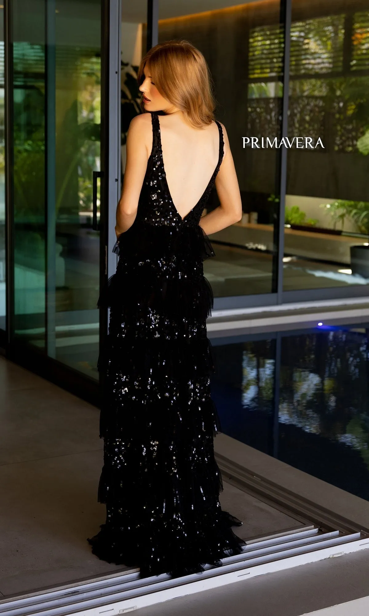 Primavera Tiered Long Beaded Prom Dress 4142 sold by PromGirl product image thumbnail 2