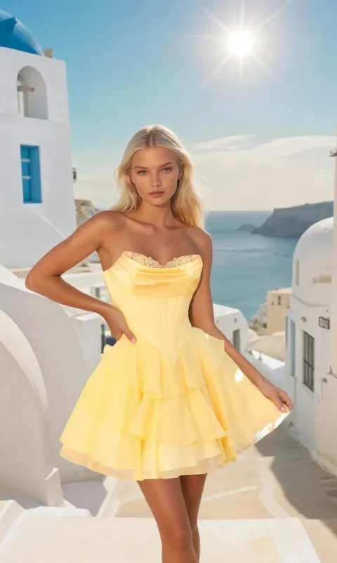 Strapless Short Homecoming Dress: PromGirl Exclusive sold by PromGirl