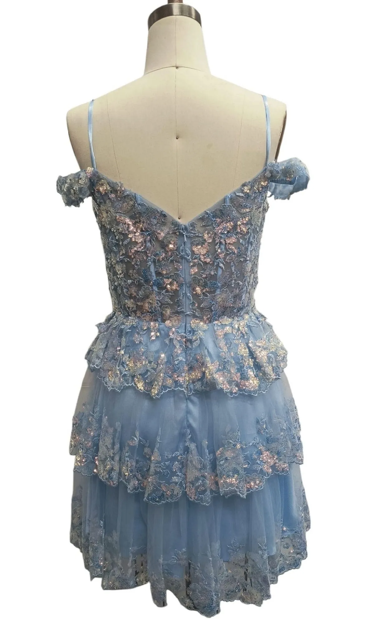 Short Blue Homecoming Dress: Dave & Johnny 12418 sold by PromGirl product image thumbnail 2