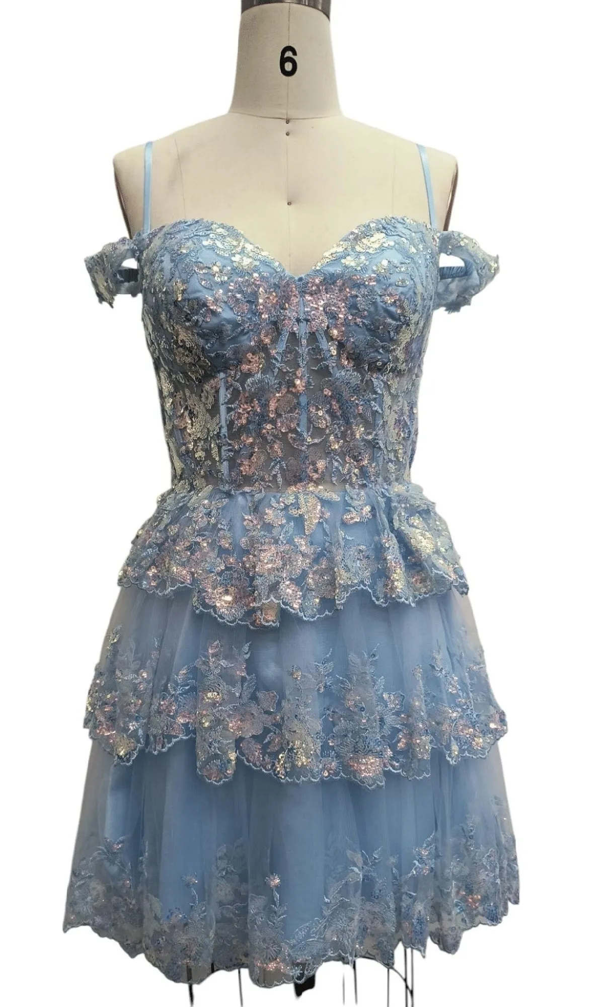 Short Blue Homecoming Dress: Dave & Johnny 12418 sold by PromGirl product image thumbnail 3