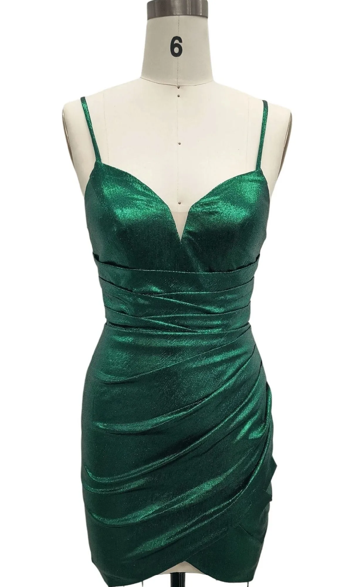 Ruched Green Short Hoco Dress: 12441 sold by PromGirl product image thumbnail 3
