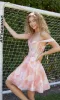 Watercolor-Print Homecoming Dress: Nox Anabel Q176 sold by PromGirl