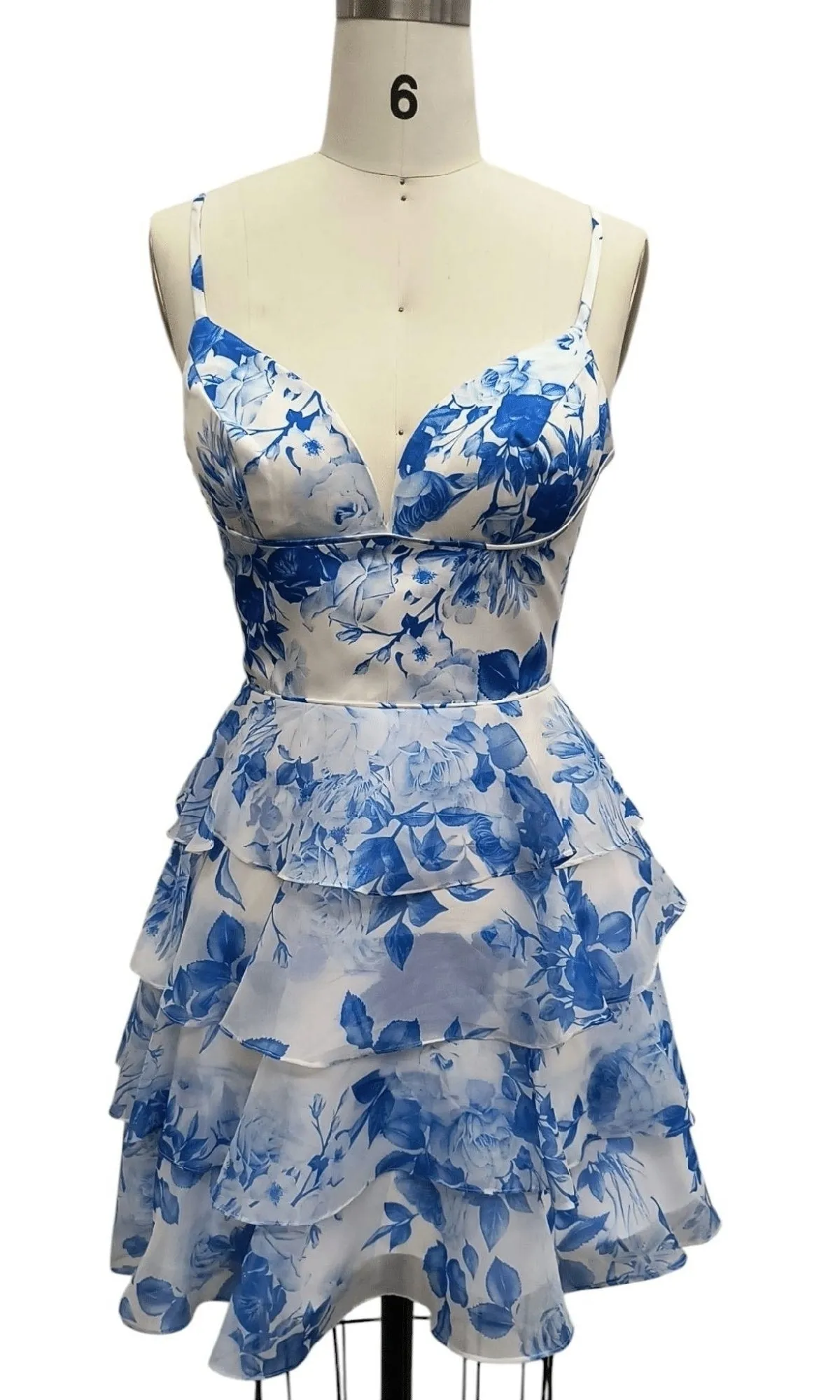 Short Blue Print Hoco Dress: 12612 sold by PromGirl product image thumbnail 3
