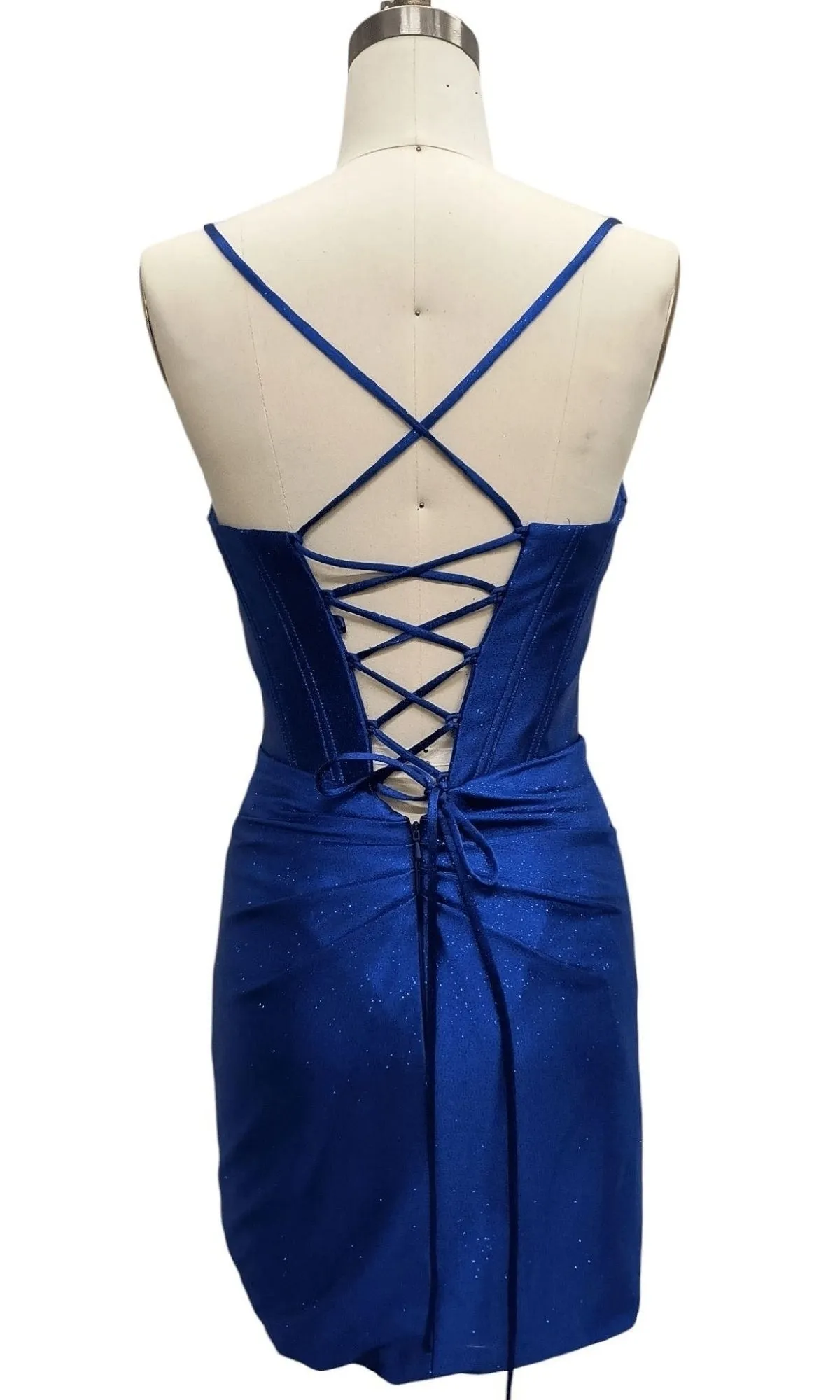 Cowl-Neck Blue Hoco Dress: 12618 sold by PromGirl product image thumbnail 2