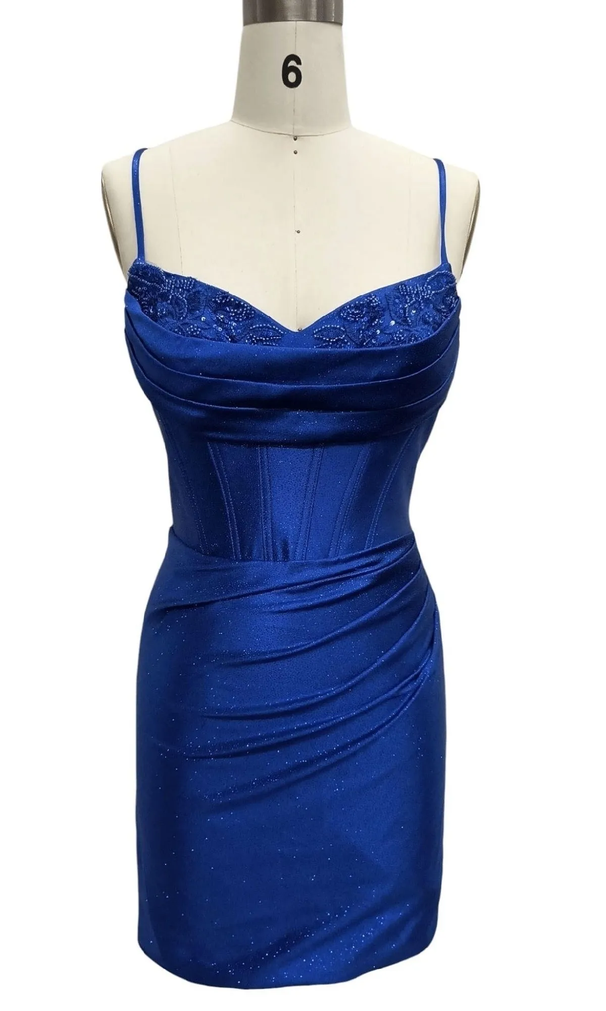 Cowl-Neck Blue Hoco Dress: 12618 sold by PromGirl product image thumbnail 3