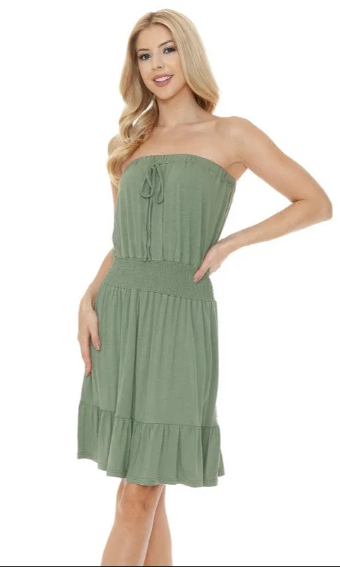 Strapless Smocked-Waist Short Casual Dress sold by PromGirl product image thumbnail 5