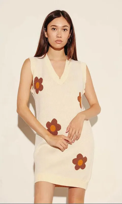 Sleeveless Short Casual Flower Sweater Dress sold by PromGirl