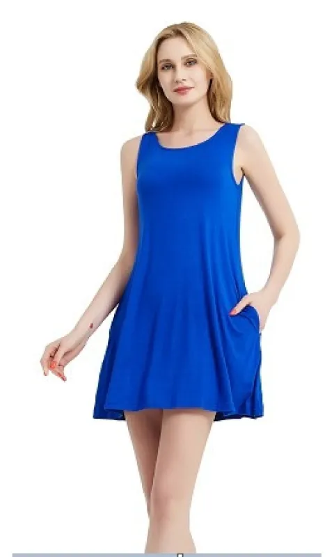 Sleeveless Casual Short T-Shirt Dress with Pockets sold by PromGirl