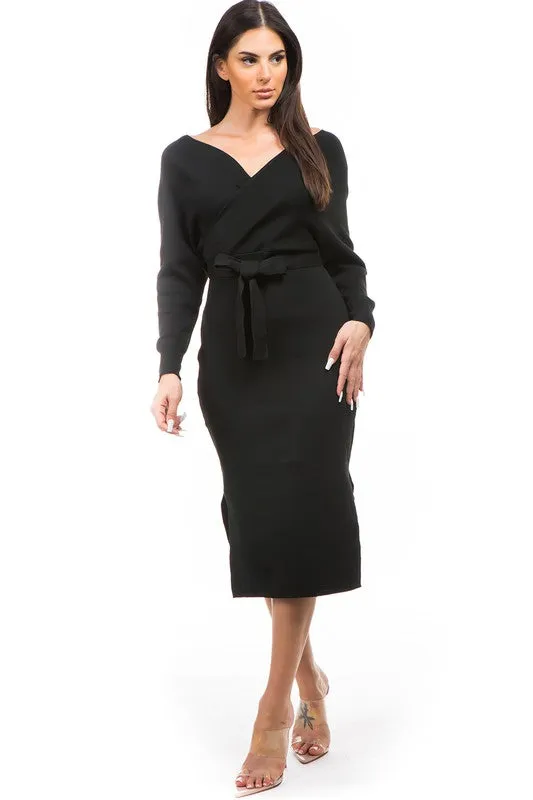 Short Casual Black Sweater Dress with Sleeves sold by PromGirl product image thumbnail 4
