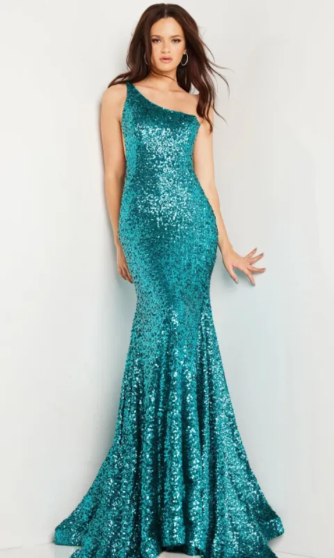 Jovani Sheer-Sides Long Sequin Prom Dress 23076 sold by PromGirl