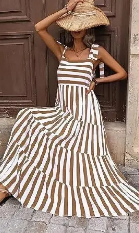 Striped Casual Relaxed-Fit Maxi Dress sold by PromGirl