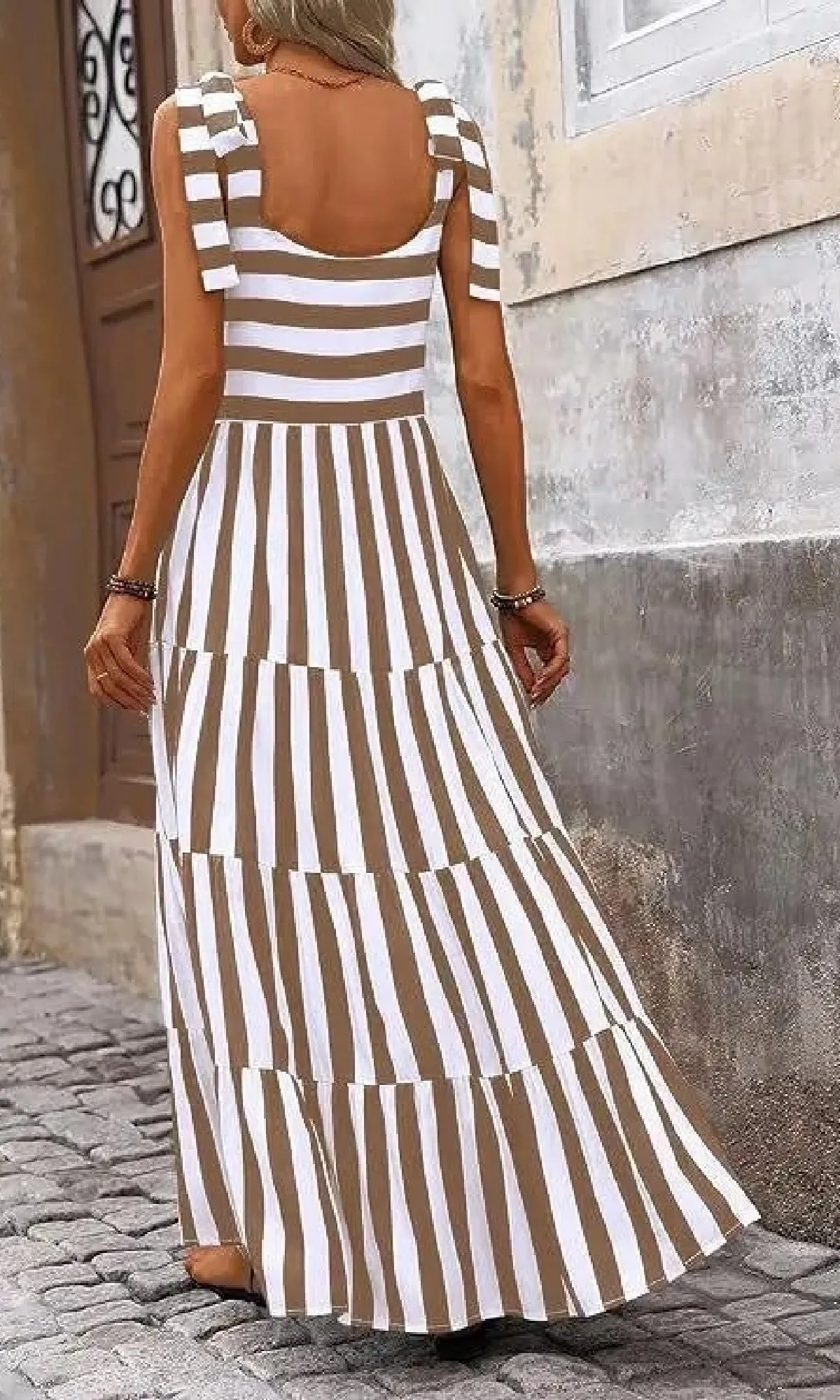 Striped Casual Relaxed-Fit Maxi Dress sold by PromGirl product image thumbnail 2