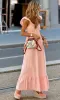 Cap-Sleeve V-Neck Long Casual Maxi Dress sold by PromGirl