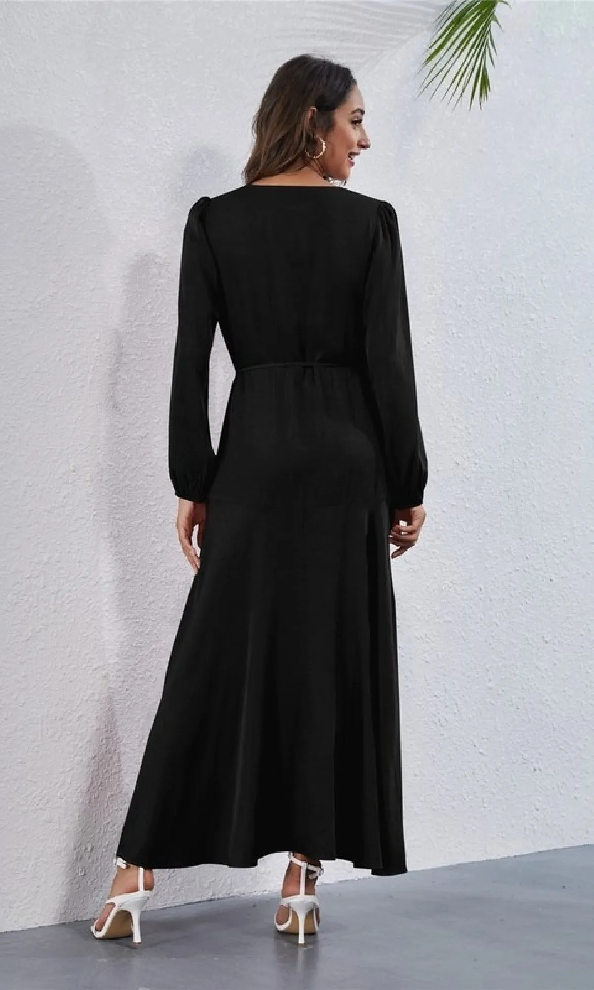 Long Sleeve V-Neck Casual Maxi Wrap Dress sold by PromGirl product image thumbnail 3