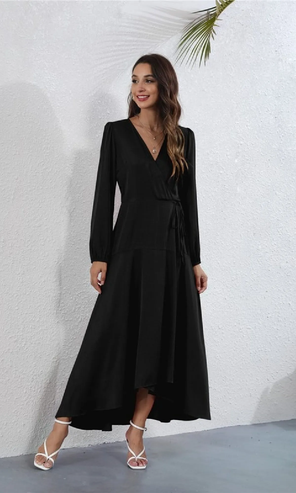 Long Sleeve V-Neck Casual Maxi Wrap Dress sold by PromGirl product image thumbnail 2