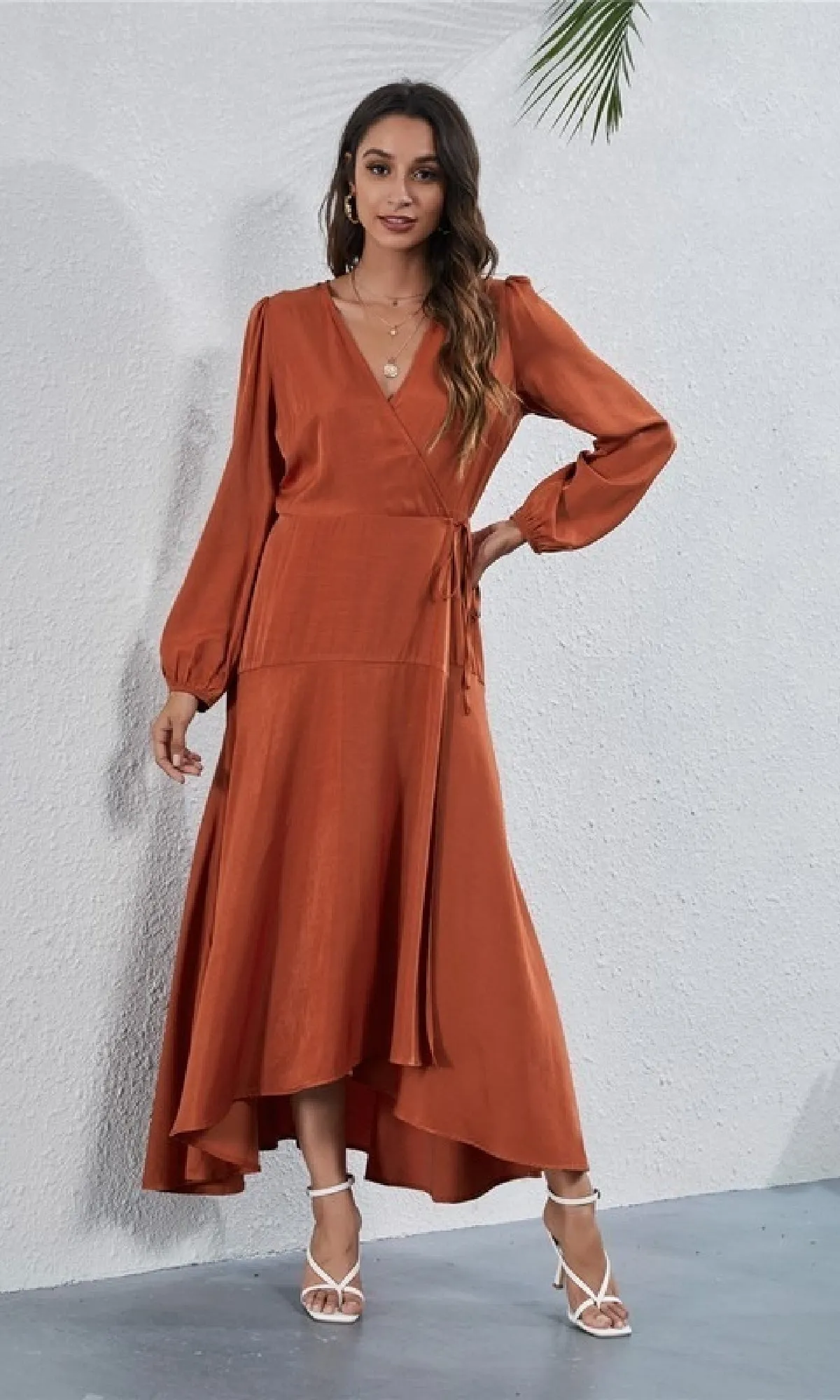 Long Sleeve V-Neck Casual Maxi Wrap Dress sold by PromGirl product image thumbnail 4
