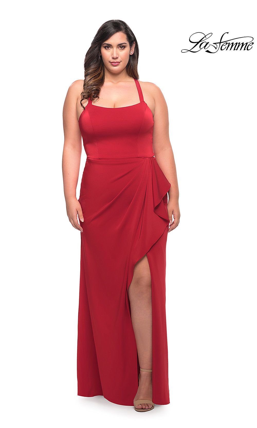 Long Formal Plus-Size La Femme Prom Dress sold by PromGirl