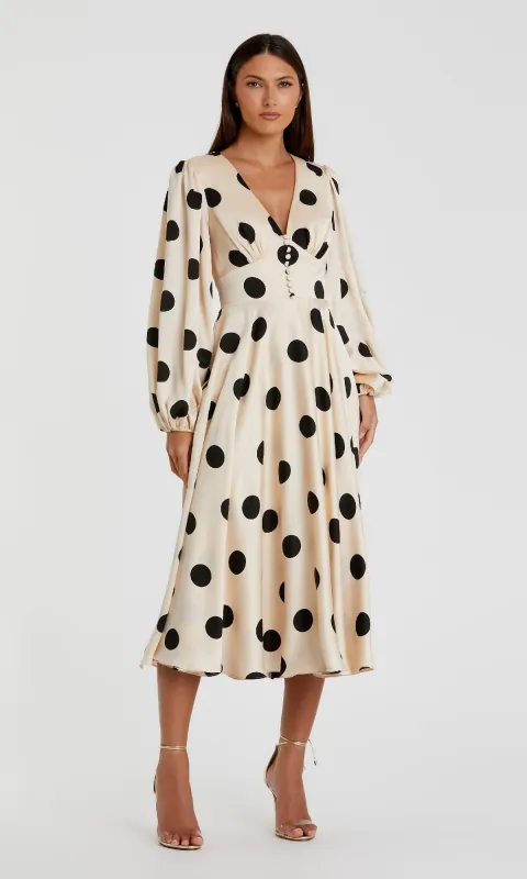 Midi Polka-Dot Semi-Formal Dress: Mac Duggal 27542 sold by PromGirl