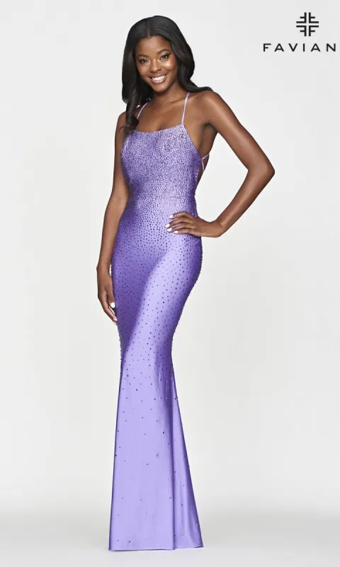 Statement-Back Jeweled Long Faviana Prom Dress sold by PromGirl