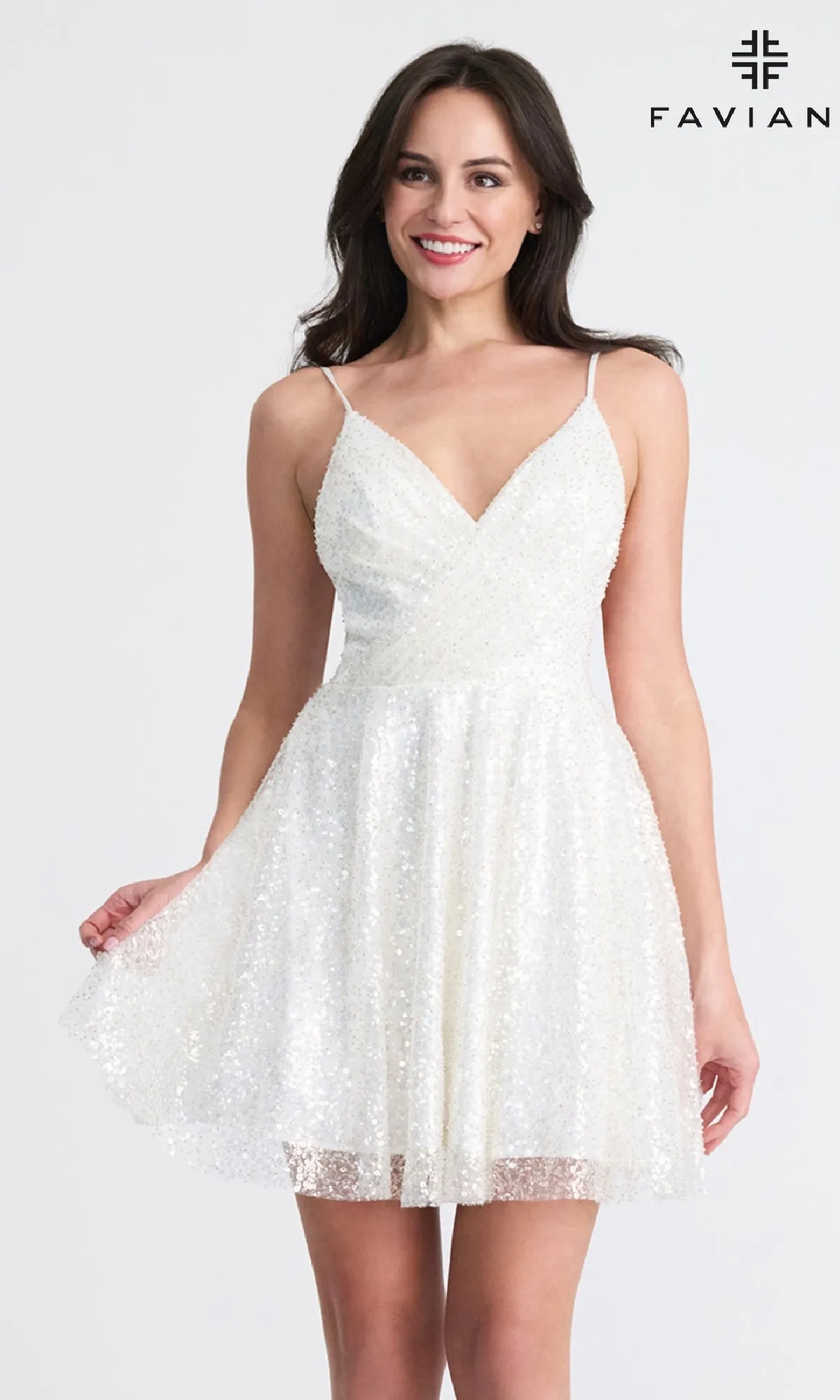 Short A-Line Sequin Hoco Dress: Faviana 11319 sold by PromGirl product image thumbnail 4