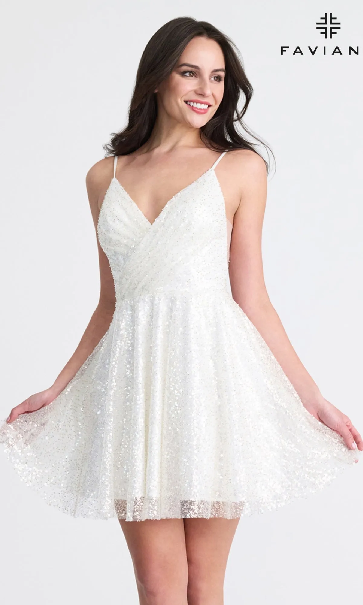 Short A-Line Sequin Hoco Dress: Faviana 11319 sold by PromGirl